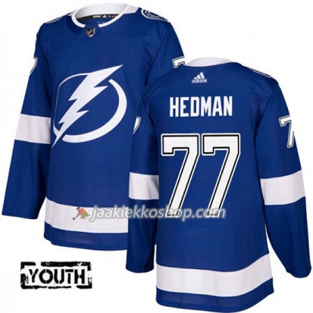 Lapsille NHL Tampa Bay Lightning Pelipaita Victor Hedman 77 Adidas 2017-2018 Sininen Authentic